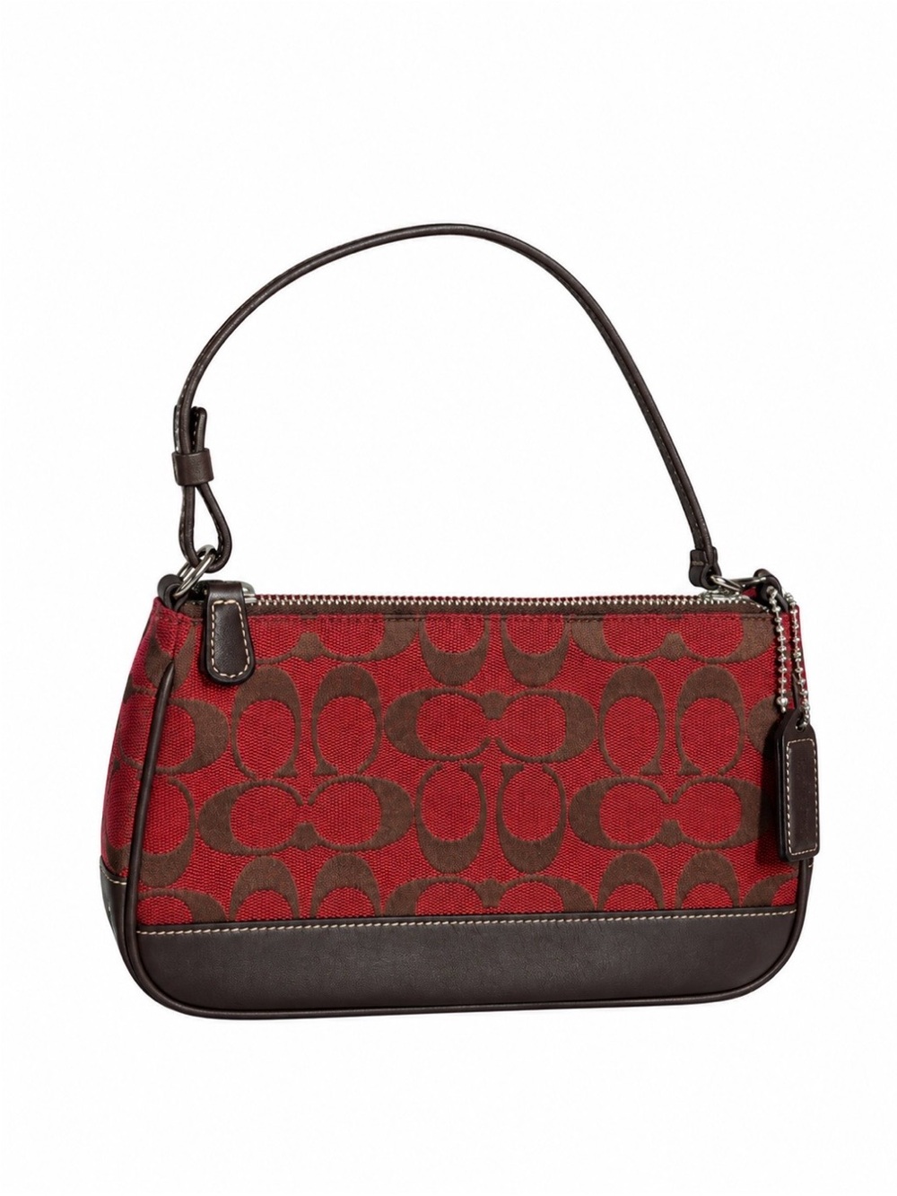 Vintage Coach Demi 6094 Red Signature Jacquard Baguette